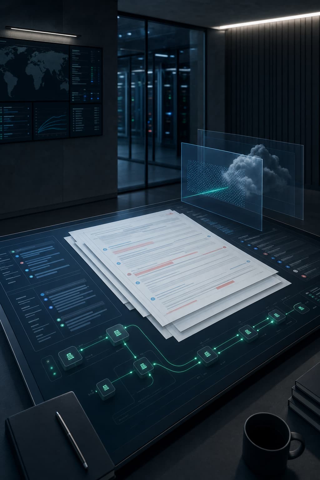 Editorial visual representing ContractIQ contract intelligence control plane